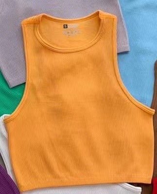 Solid Color Sleeveless Vest Women's Summer High Waist Short Navel Fitness Running Yoga Clothes - Sophinity