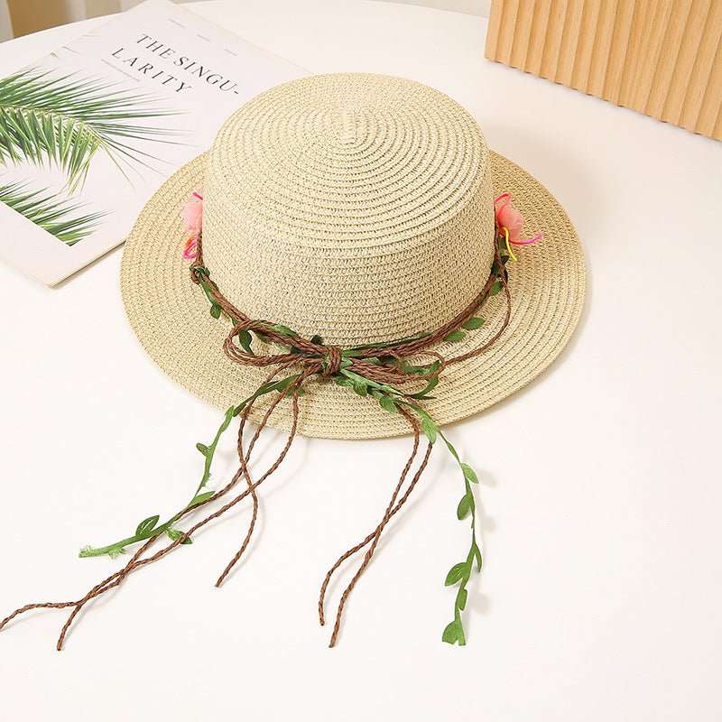 Women's Flat Straw Hat Sun Protection Hat Sun - proof Western Style Beach Hat - Sophinity