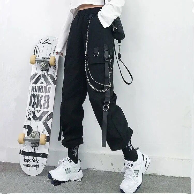 Women Cargo Pants Harem Pants Fashion Punk Pockets Jogger - Sophinity