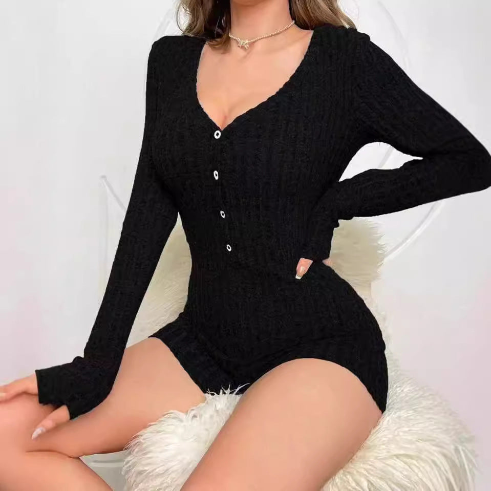 Casual Slim Women Rib Knitted Jumpsuit - Sophinity