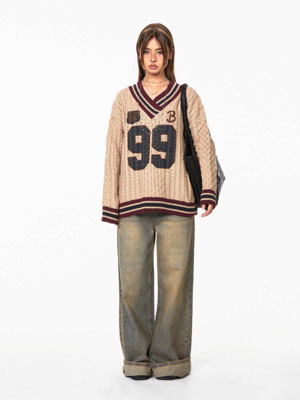 Jacquard Autumn And Winter Loose Idle Style Knitted Top - Sophinity