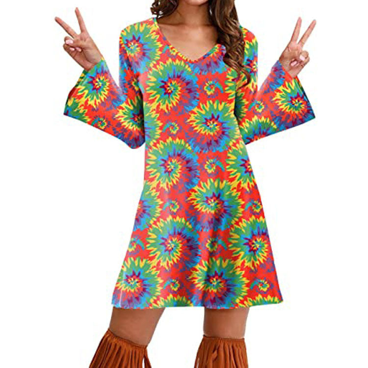 Hippie Clothing Print Dress Women - Sophinity
