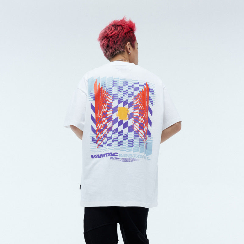 Street Style Irregular Pattern Loose Short Sleeve