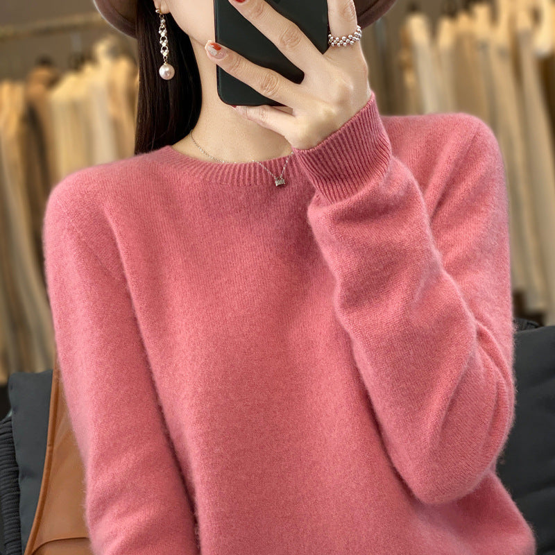 Women's Round Neck Sweater Loose Knitted Bottoming Sweater - Sophinity