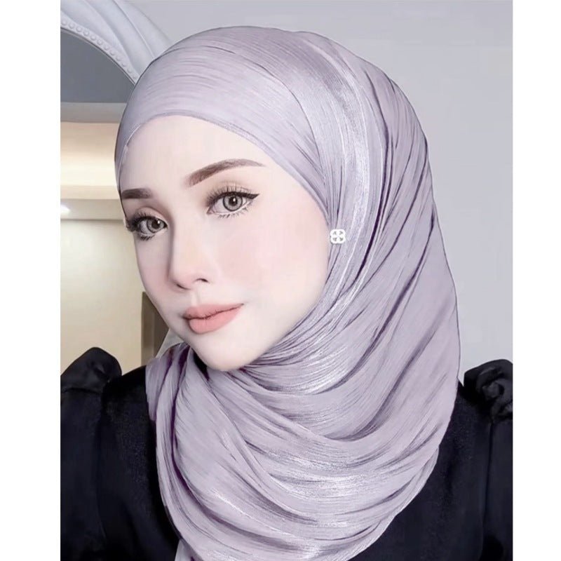 Solid Color Thin Travel Sun Protection Shawl Linen Plain Satin Scarf - Sophinity