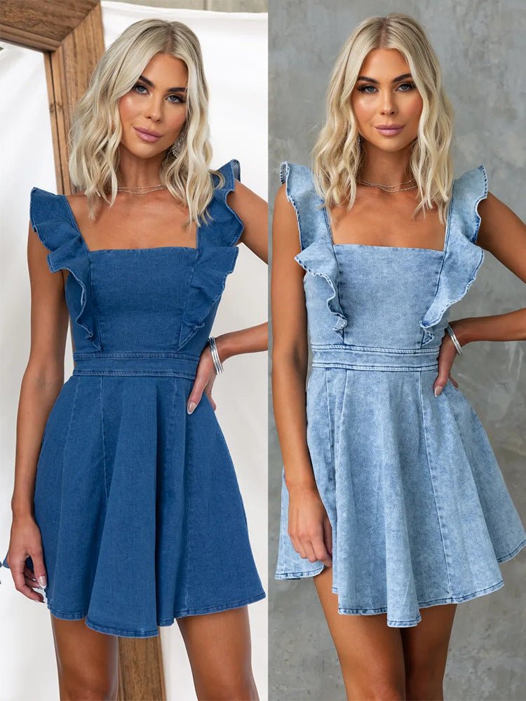 Women's Fashion Casual Denim Dress - Sophinity
