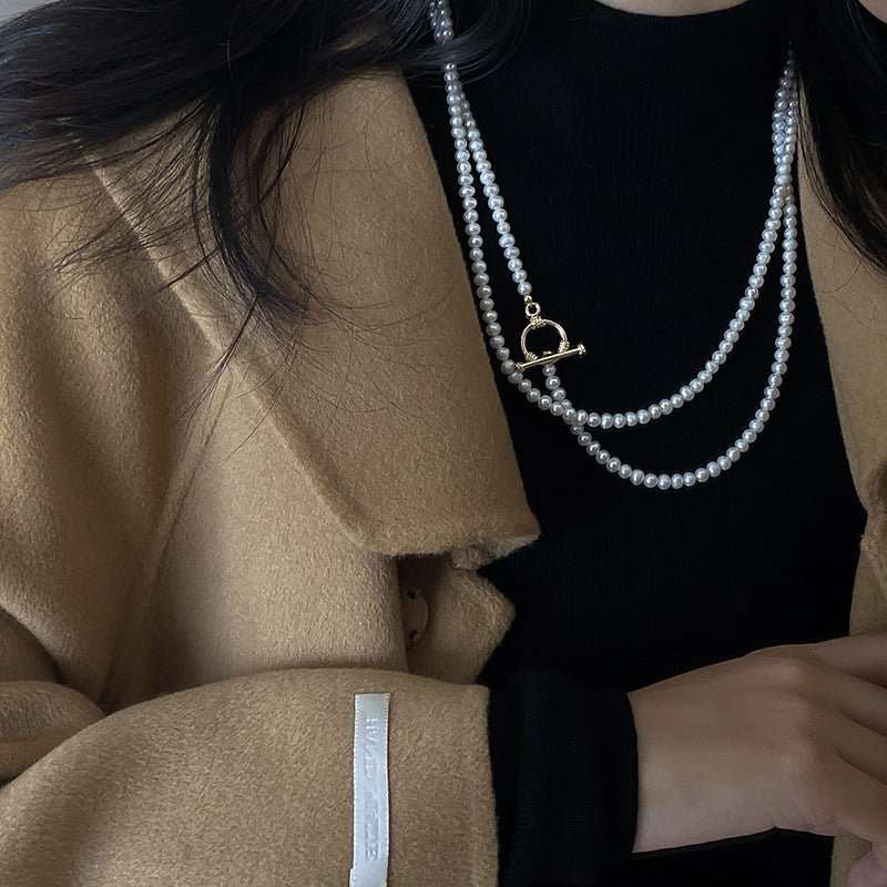 Special Interest Light Luxury Long Natural Freshwater Pearl Sweater Chain Elegant Necklace Women - Sophinity