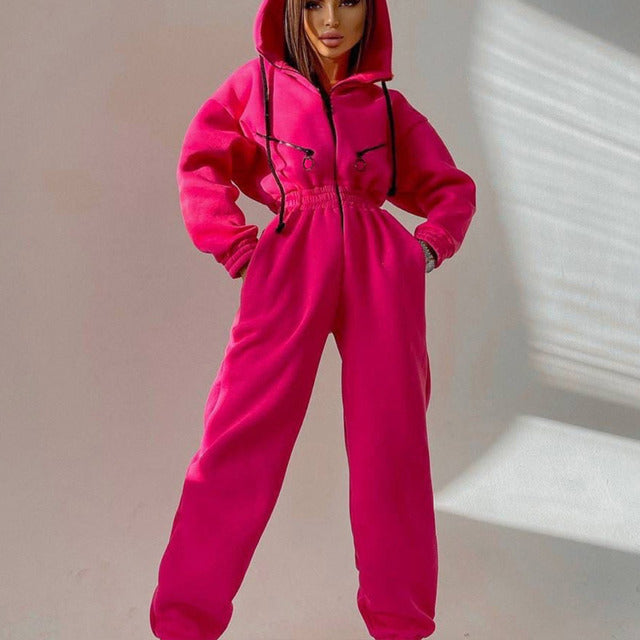 Casual Women Basic Hoodie Two Piece Sets Zipper Drawstring - Sophinity