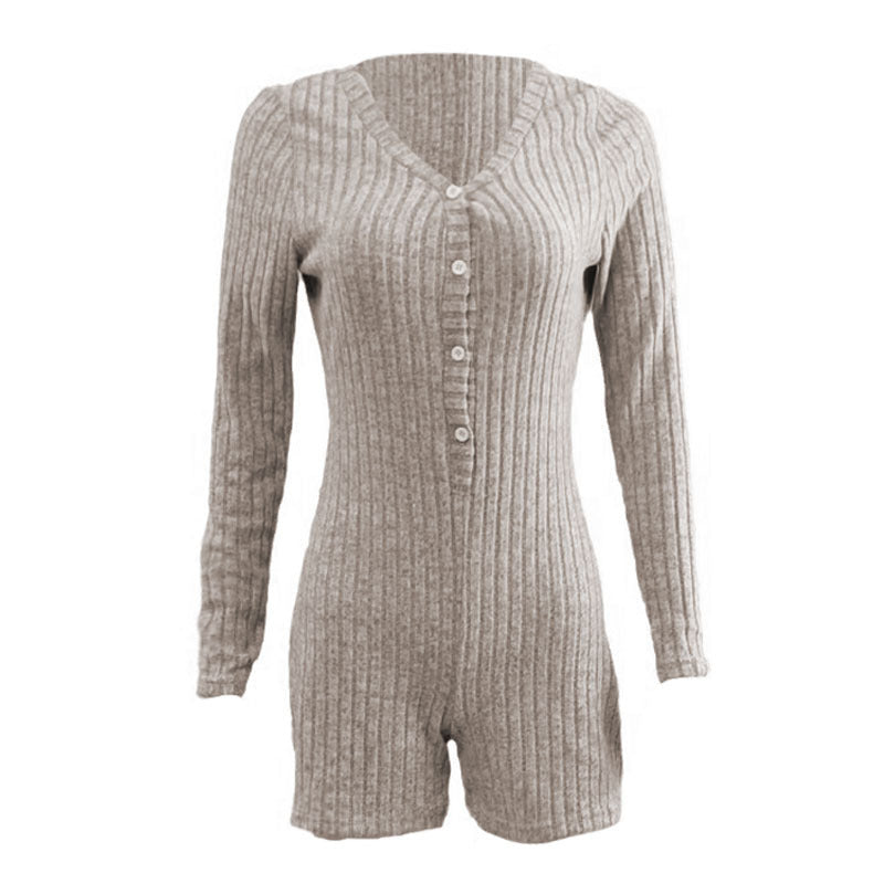 Casual Slim Women Rib Knitted Jumpsuit - Sophinity