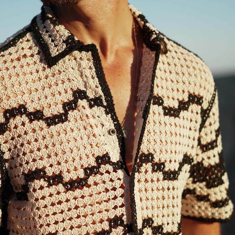 Knitted Striped Stitching Shirt - Sophinity