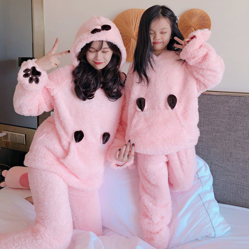 Parent - child Plush Pajamas Gloves Brown Bear Cartoon Cute - Sophinity