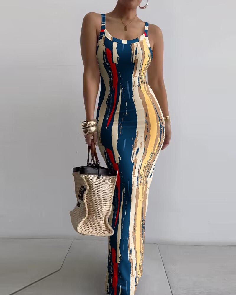 Women's White Suspender Slim Fit Skinny Long Dress - Sophinity