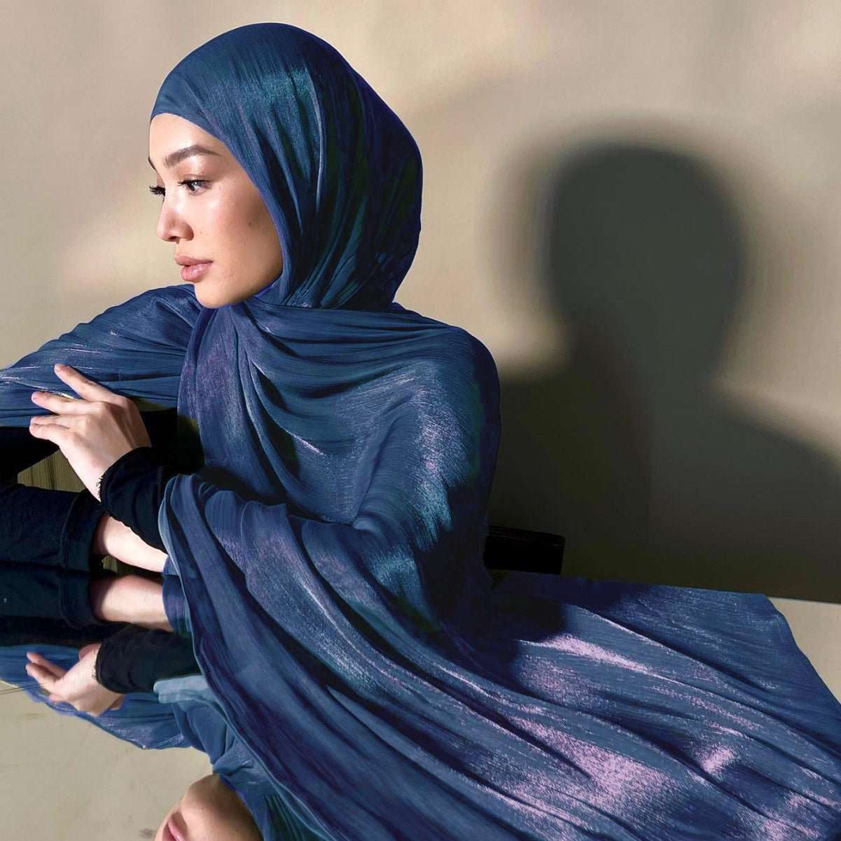 Solid Color Thin Travel Sun Protection Shawl Linen Plain Satin Scarf - Sophinity