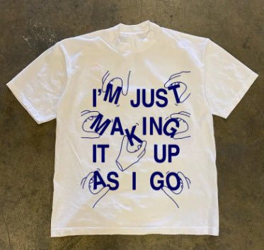 Trendy High Street T-shirts Short Sleeve Letter Print Loose Print - Sophinity