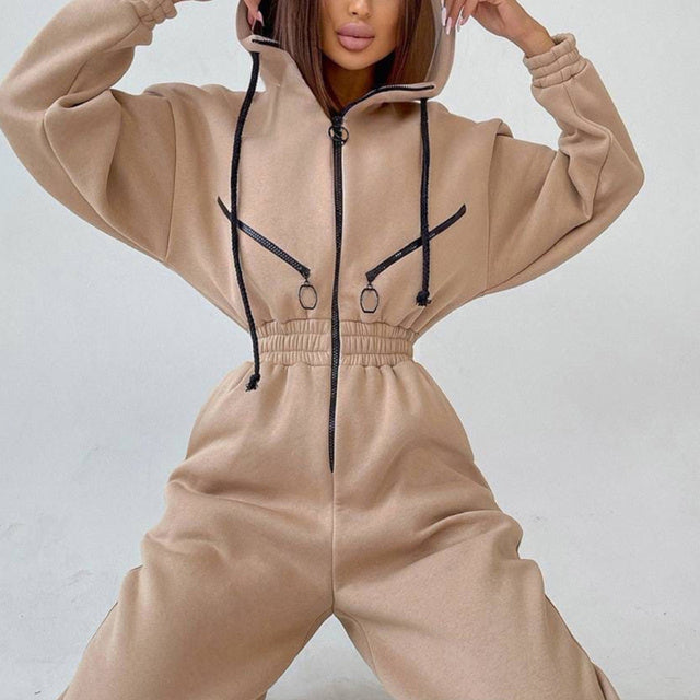 Casual Women Basic Hoodie Two Piece Sets Zipper Drawstring - Sophinity