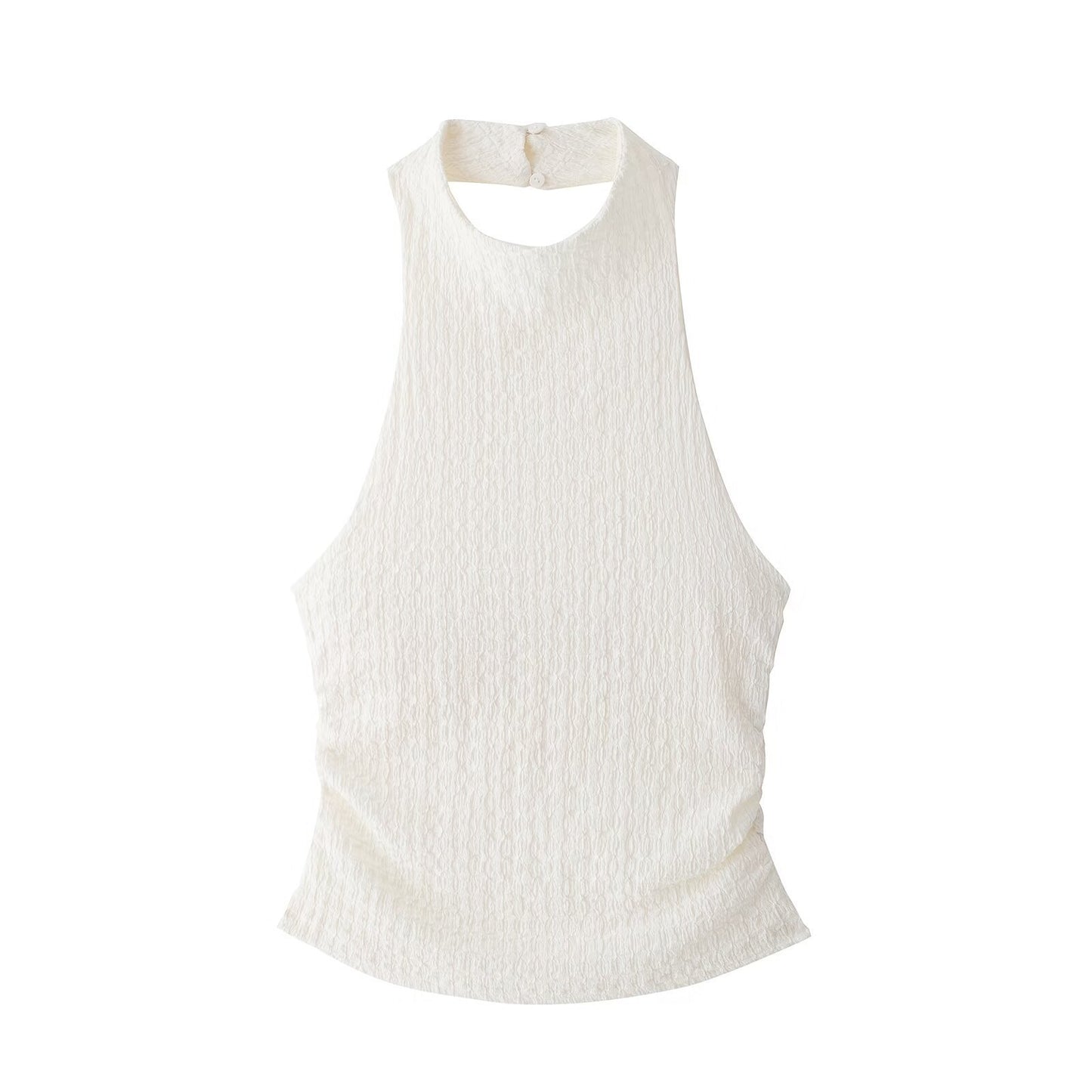 Stylish Good Texture Hanging Collar Top - Sophinity