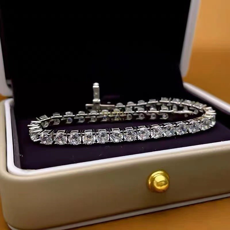 Silver High Carbon Diamond Bracelet Men And Women 5mm - Sophinity