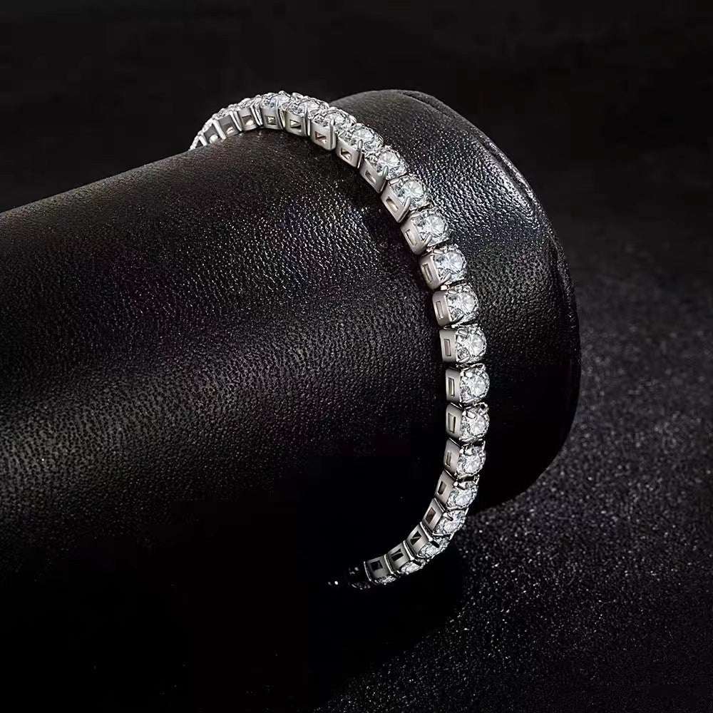 Silver High Carbon Diamond Bracelet Men And Women 5mm - Sophinity