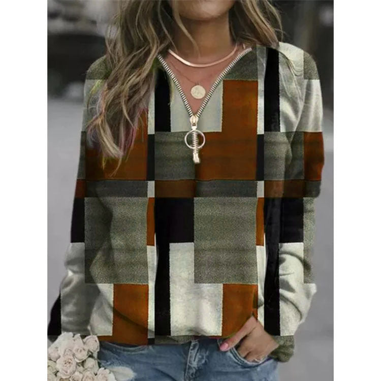 Women's Tops Checkered Sweaters Fleece Jackets - Sophinity