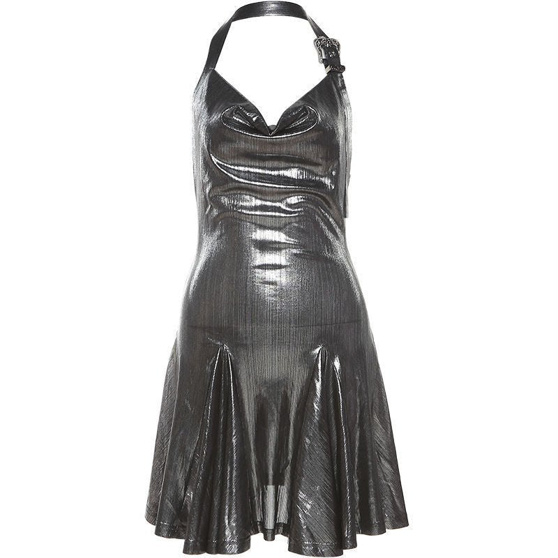 Waist - tight Slimming Halter Sleeveless Swing Collar Dress Women - Sophinity