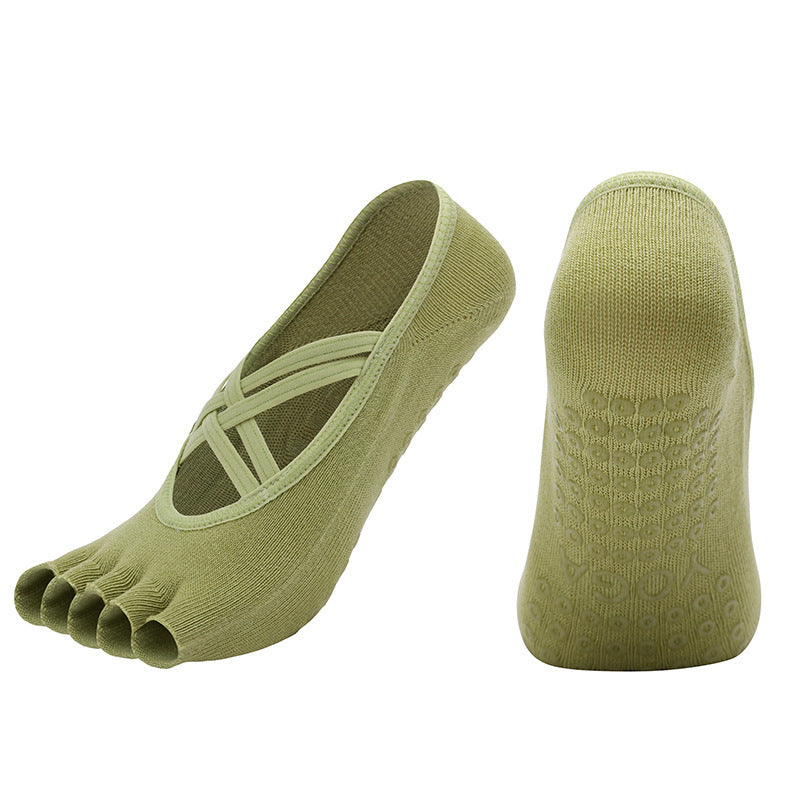 Cross-border Women's Non-slip Five-finger Yoga Socks Live Broadcast Body Dance Aerobics Pilates Fitness Sports Socks - Sophinity