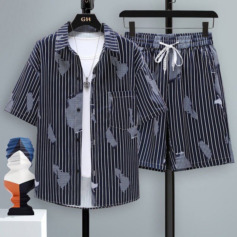 Men's Short - sleeved Suit Youth Student Leisure Sports Cool Shorts Two - piece Set - Sophinity