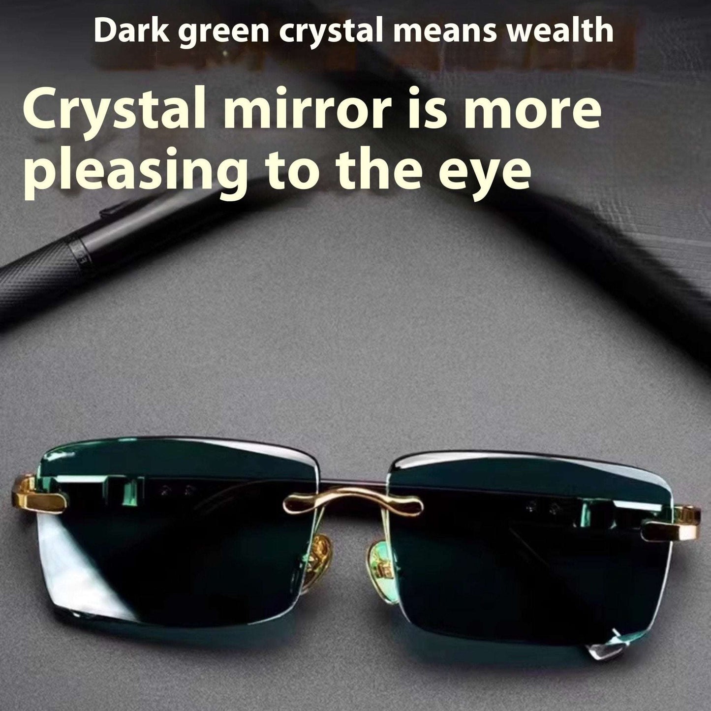 High End Wealth Attracting Dark Green Crystal Glasses - Sophinity