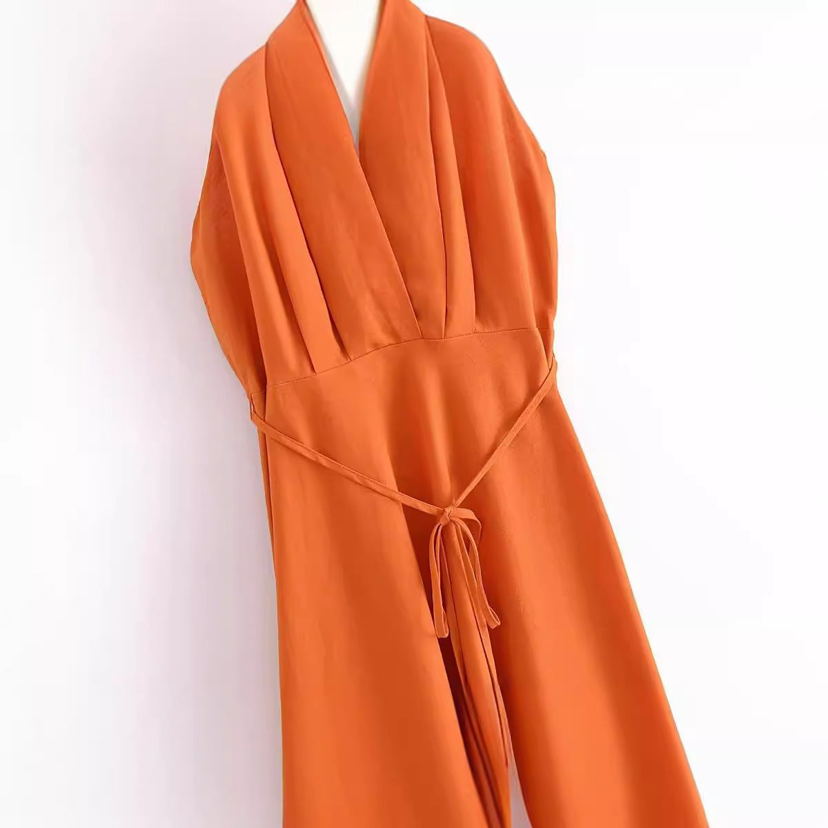 Backless Linen Midi Skirt Dress - Sophinity
