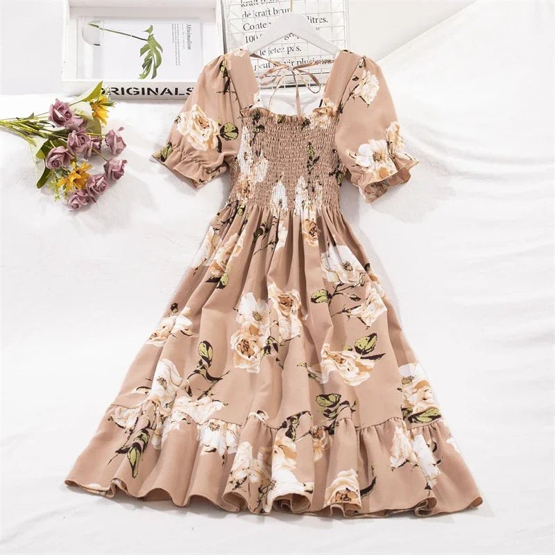 Temperament Waist - controlled Slimming Floral Dress Women - Sophinity