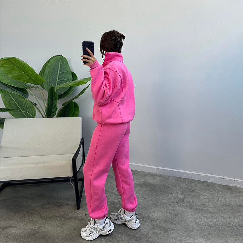 Sports Suits With Pockets Stand-up Collar Zipper Cardigan And Drawstring Trousers Fashion Jogger Set Outfits Tracksuits Women's Clothing - Sophinity