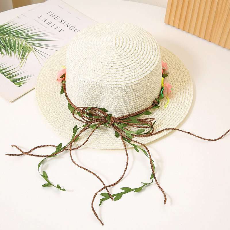 Women's Flat Straw Hat Sun Protection Hat Sun - proof Western Style Beach Hat - Sophinity