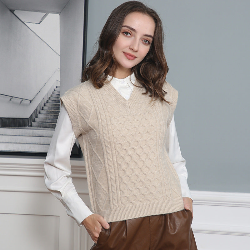 Women's V-neck Twisted Solid Color Top Sweater - Sophinity