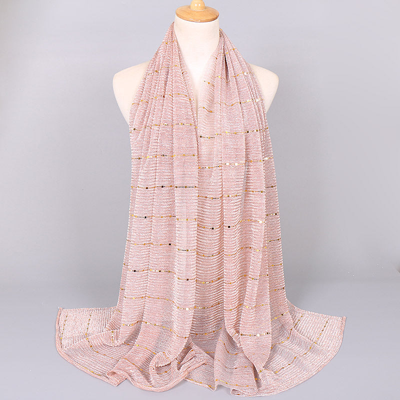 New Women's Lamp Wick Silk Sequined Scarf - Sophinity