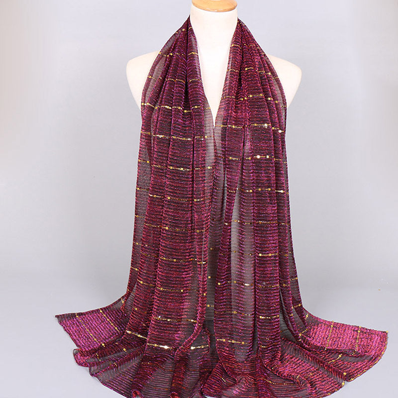 New Women's Lamp Wick Silk Sequined Scarf - Sophinity