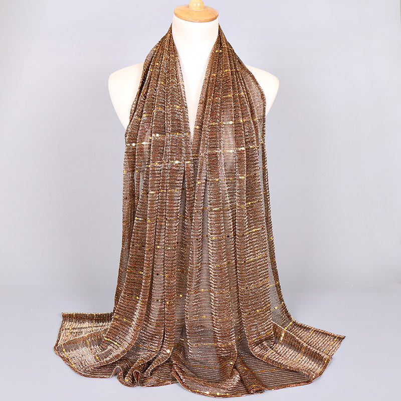 New Women's Lamp Wick Silk Sequined Scarf - Sophinity