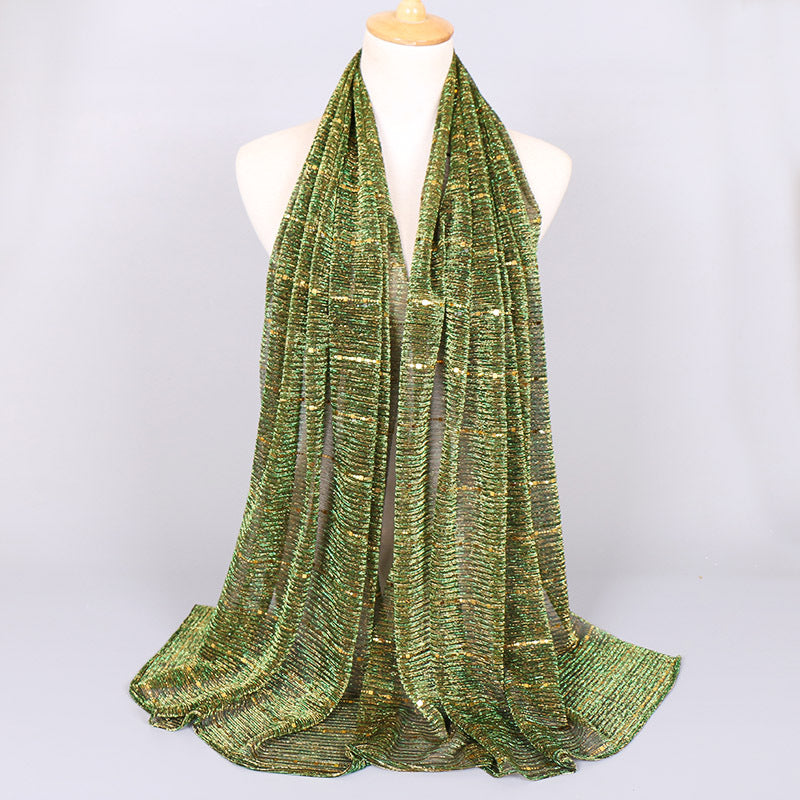 New Women's Lamp Wick Silk Sequined Scarf - Sophinity