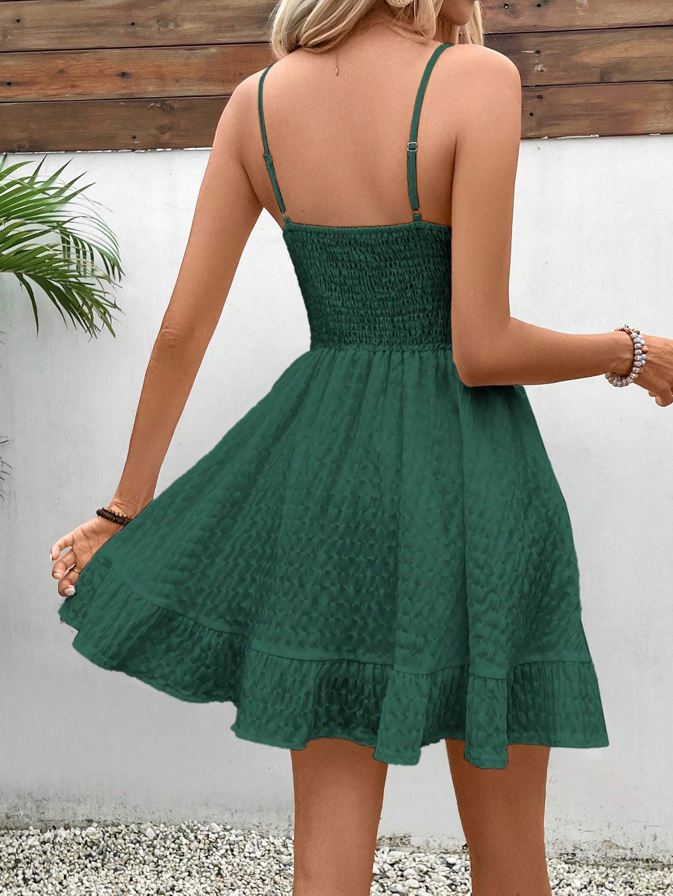Women's Bridgerton Solid Color Ruffle Hem Sleeveless Cami Dress, Summer Date Night Dress - Sophinity