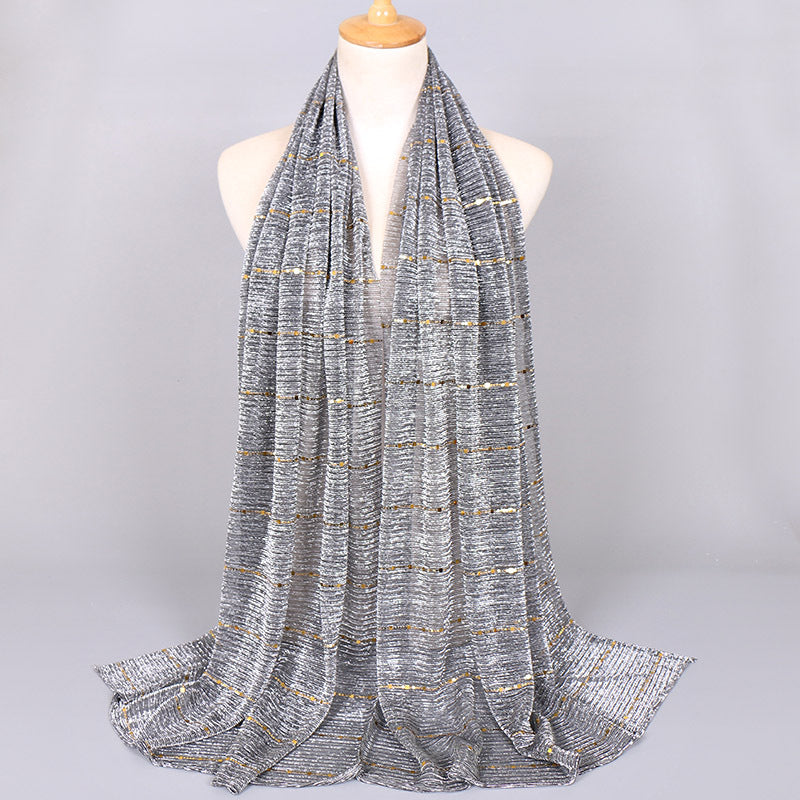 New Women's Lamp Wick Silk Sequined Scarf - Sophinity
