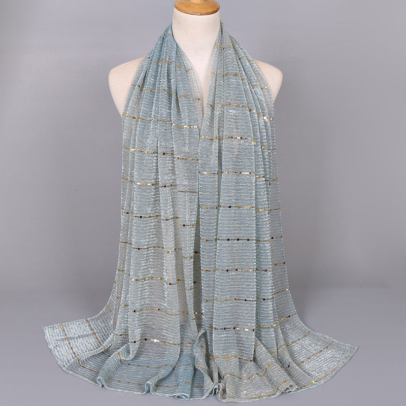 New Women's Lamp Wick Silk Sequined Scarf - Sophinity