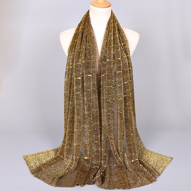 New Women's Lamp Wick Silk Sequined Scarf - Sophinity