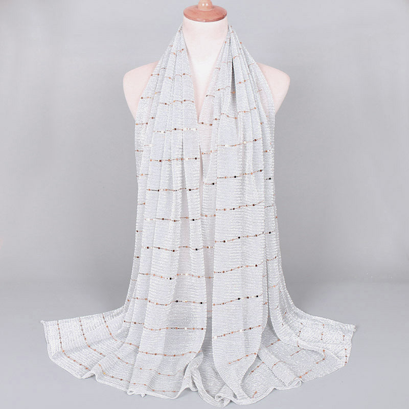 New Women's Lamp Wick Silk Sequined Scarf - Sophinity