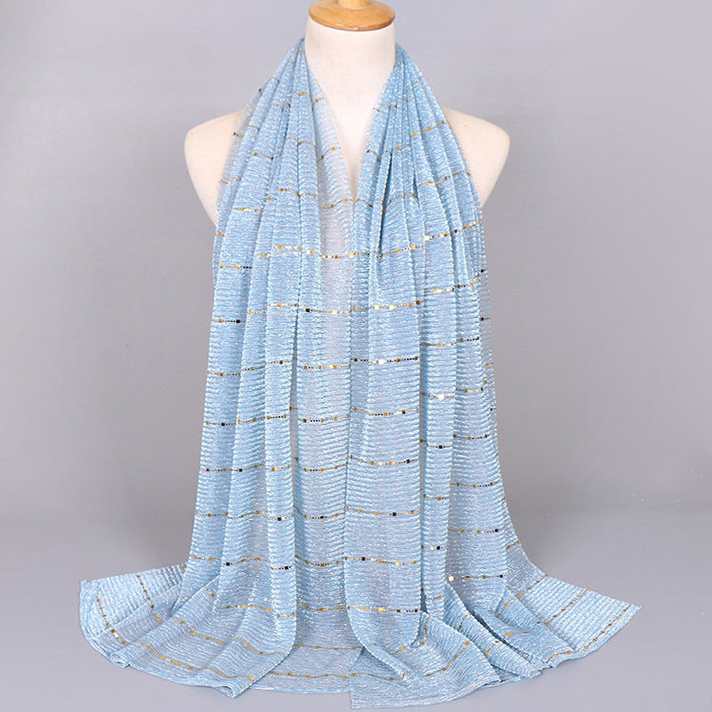 New Women's Lamp Wick Silk Sequined Scarf - Sophinity