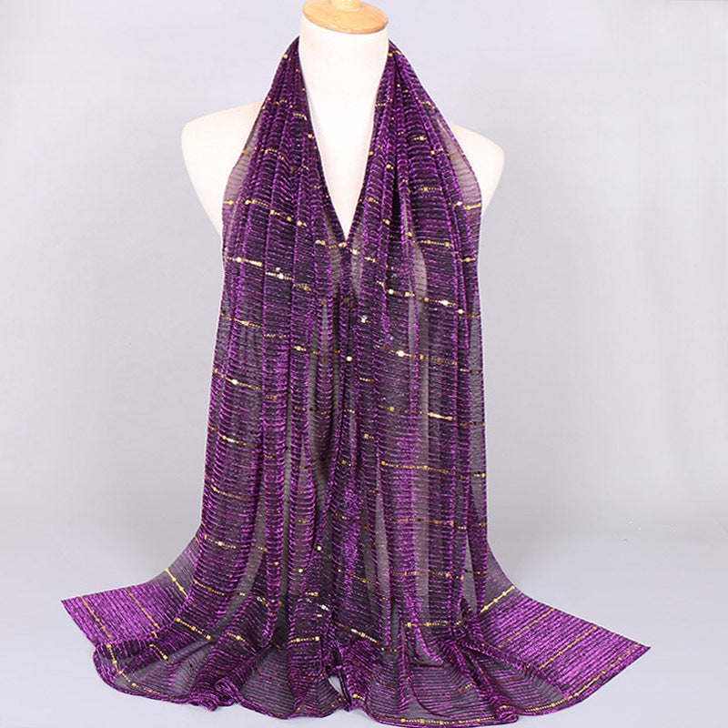 New Women's Lamp Wick Silk Sequined Scarf - Sophinity