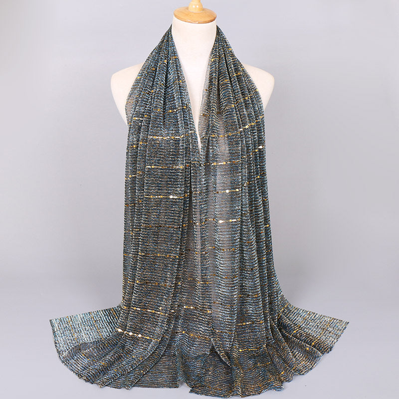 New Women's Lamp Wick Silk Sequined Scarf - Sophinity