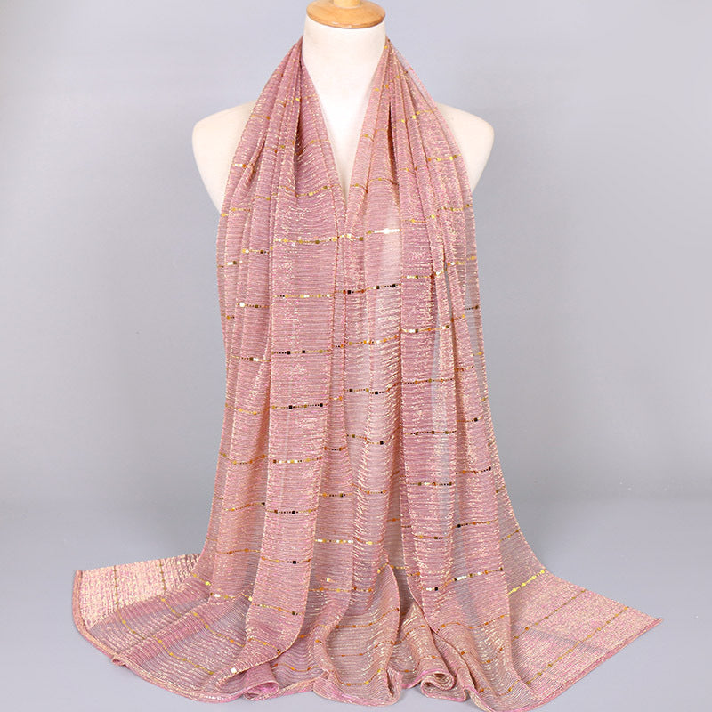 New Women's Lamp Wick Silk Sequined Scarf - Sophinity