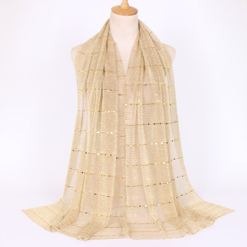 New Women's Lamp Wick Silk Sequined Scarf - Sophinity