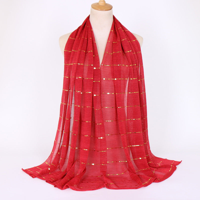 New Women's Lamp Wick Silk Sequined Scarf - Sophinity