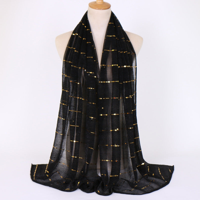 New Women's Lamp Wick Silk Sequined Scarf - Sophinity