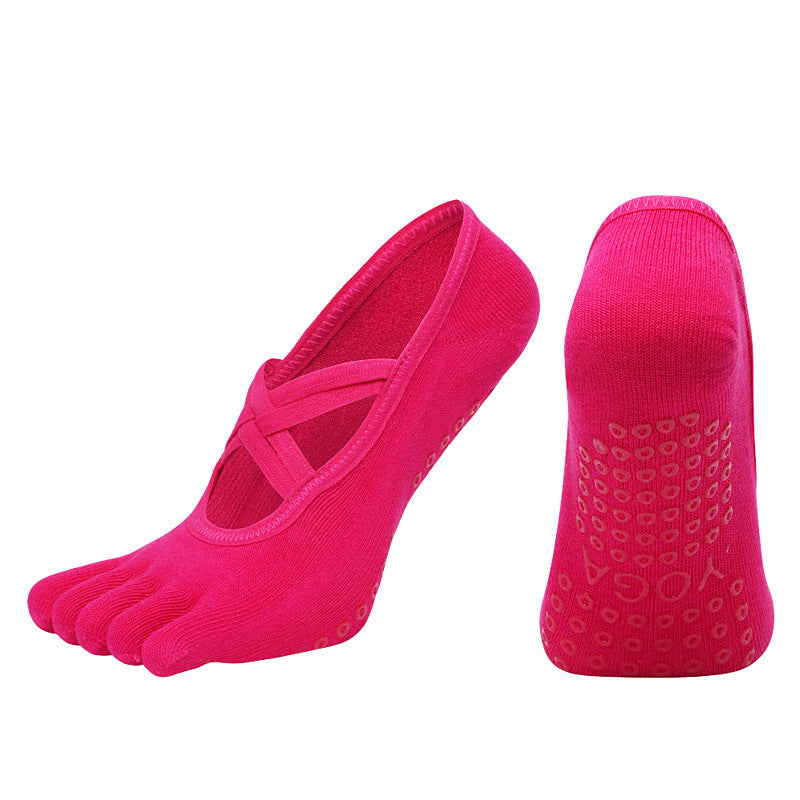 Cross-border Women's Non-slip Five-finger Yoga Socks Live Broadcast Body Dance Aerobics Pilates Fitness Sports Socks - Sophinity