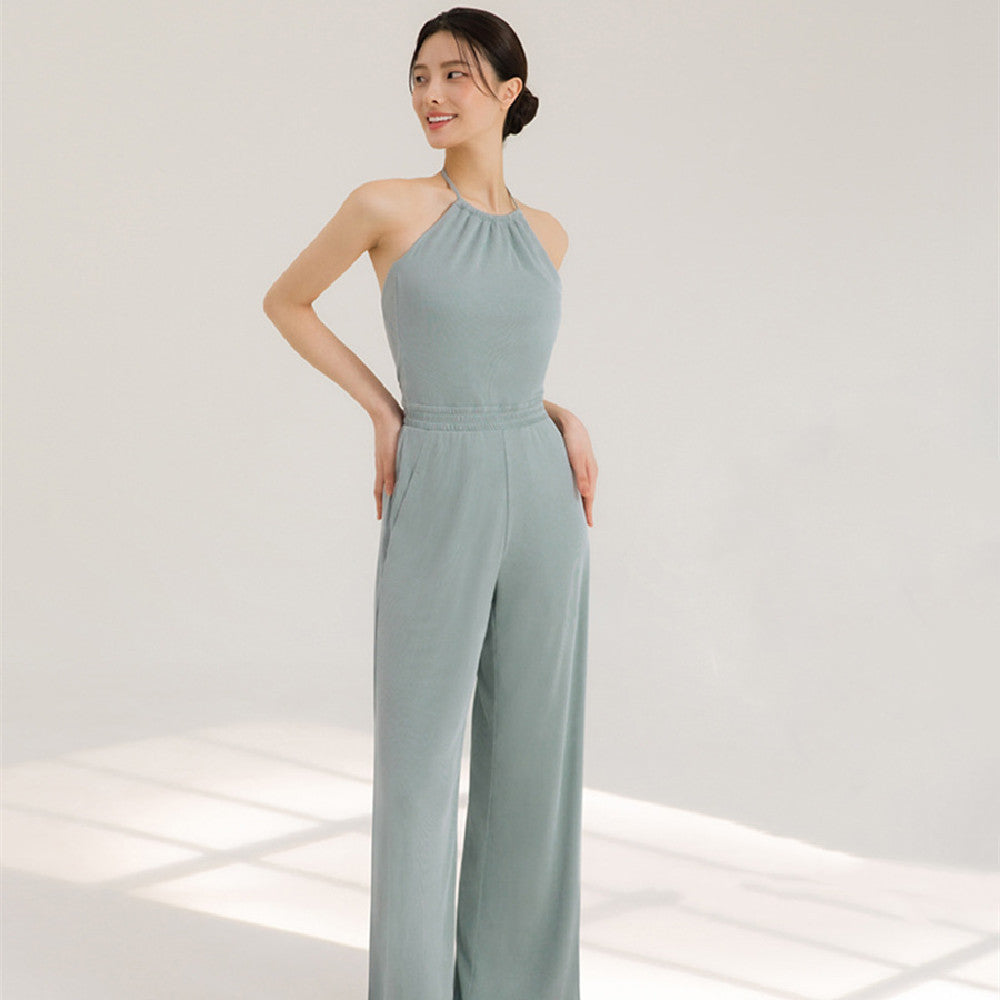 Women's Halter Beauty Back Fitness Jumpsuit - Sophinity
